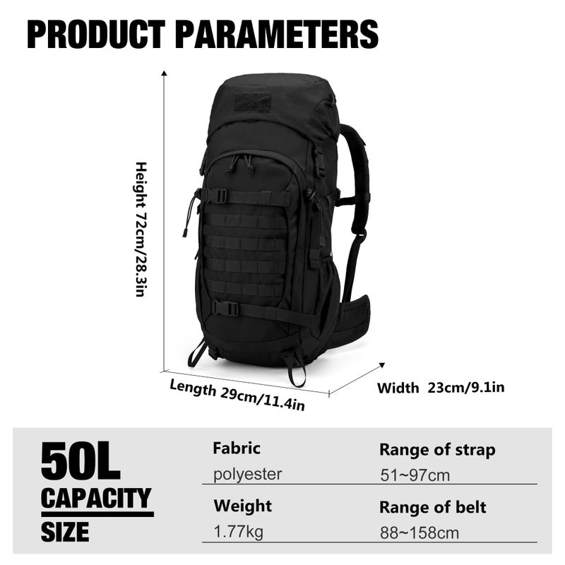 Mardingtop 50L Internal Frame Hiking Survival Backpack,Backpacking Backpack with Rain Cover for Hiking,Backpacking,Rucking,Camping,Survival - Image 3